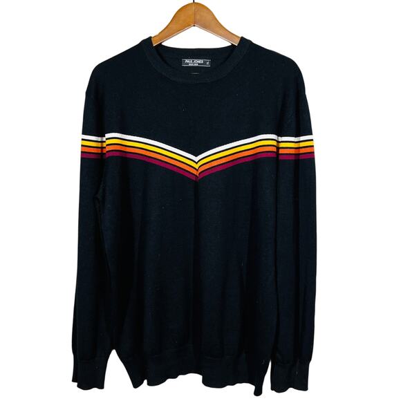 Paul Jones Knit Pullover Top Sweater Crewneck Soft Black Stripe - XL - Picture 1 of 4